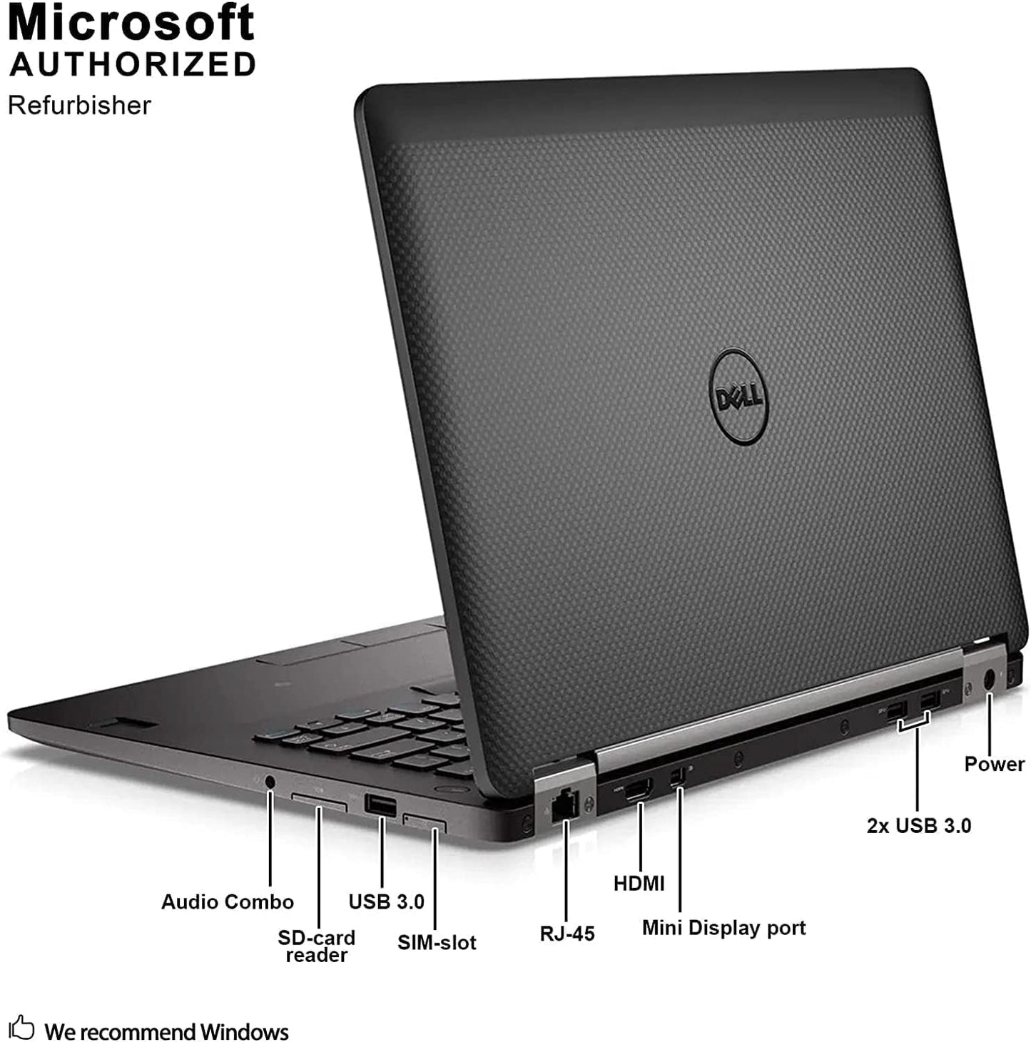 Dell Latitude E7470 14in Laptop, Core i5-6300U 2.4GHz, 8GB Ram, 256GB SSD, Windows 11 Pro